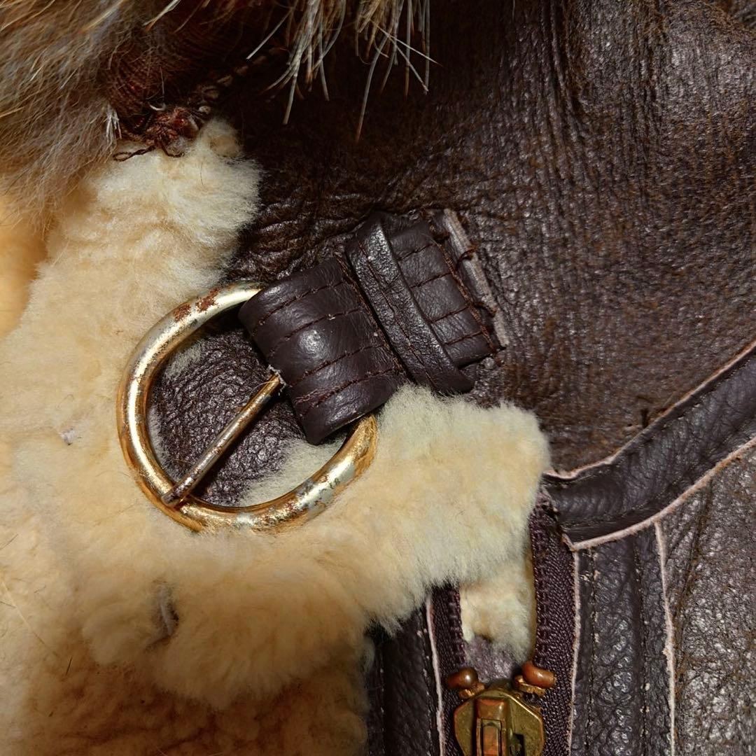 80S BRANDED ファーフード付きシープスキンムートンB-3ジャケット