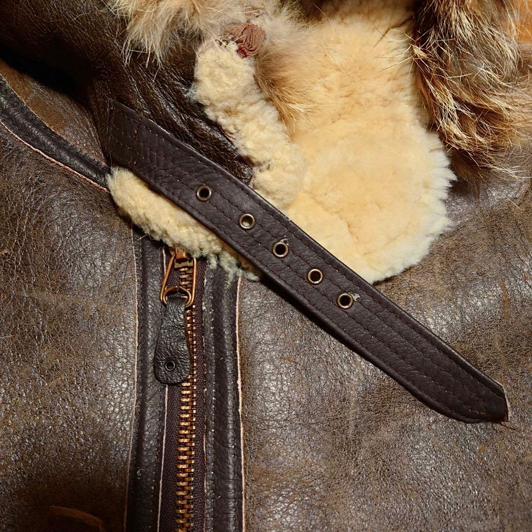 80S BRANDED ファーフード付きシープスキンムートンB-3ジャケット