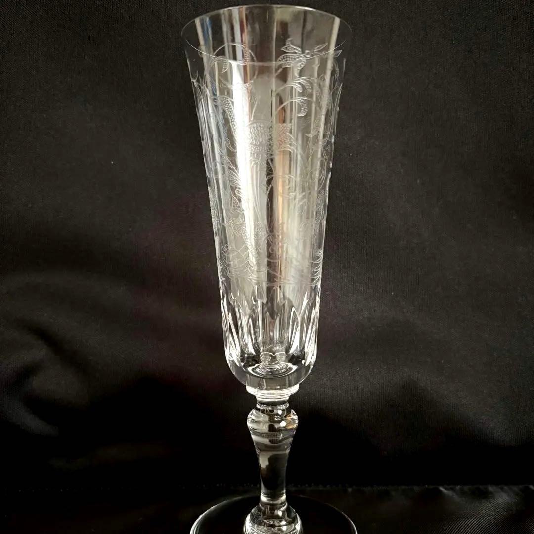 【美品】【バカラ】 パルメ 不死鳥 エッチング シャンパンフルート グラス