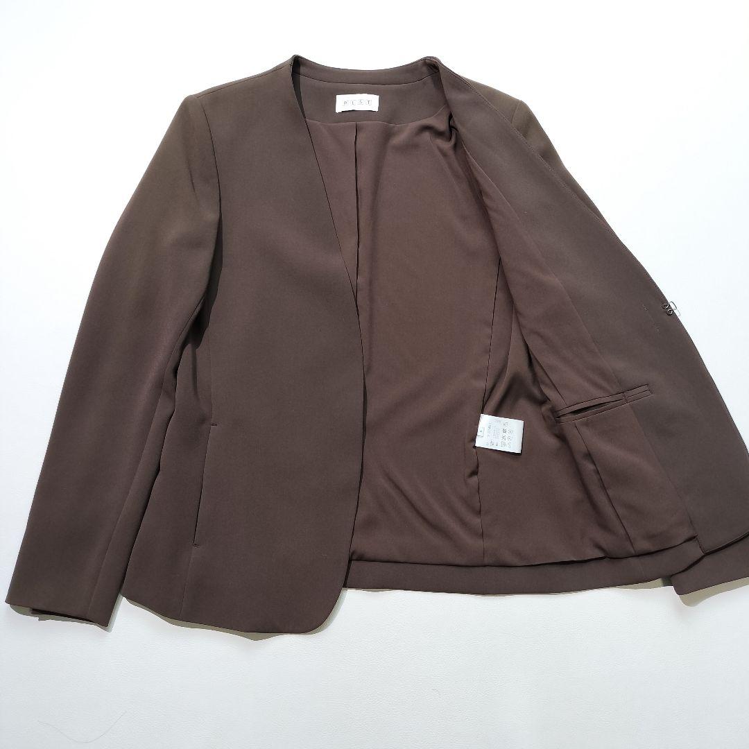 PLST プラステ トリアセブレンド セットアップ パンツスーツ ブラウン S
