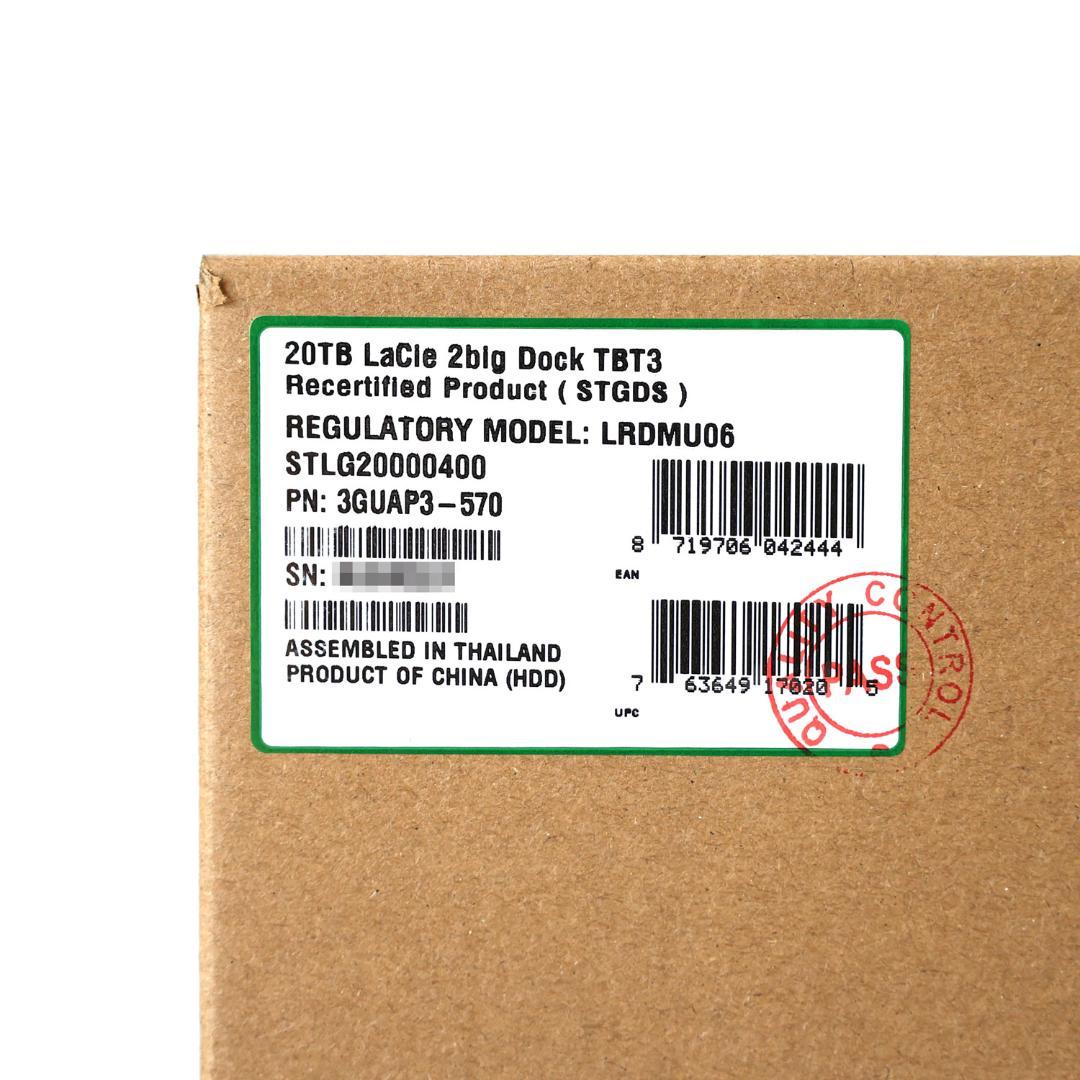 【未使用】外付けHDD 20TB LaCie 2big Dock USB/TB3