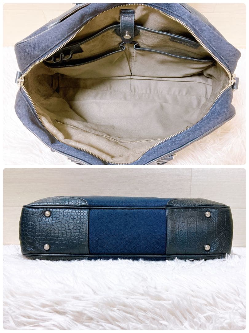 7ペッレモルビダ　キャピターノ　ビジネスバッグ　クロコ型押し　レザー　2way