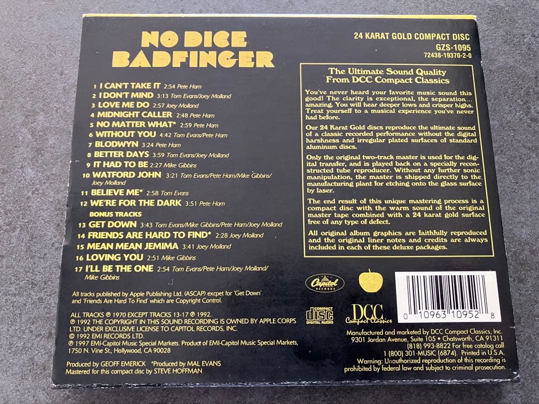 洋楽 Badfinger No Dice 24K Gold Disc