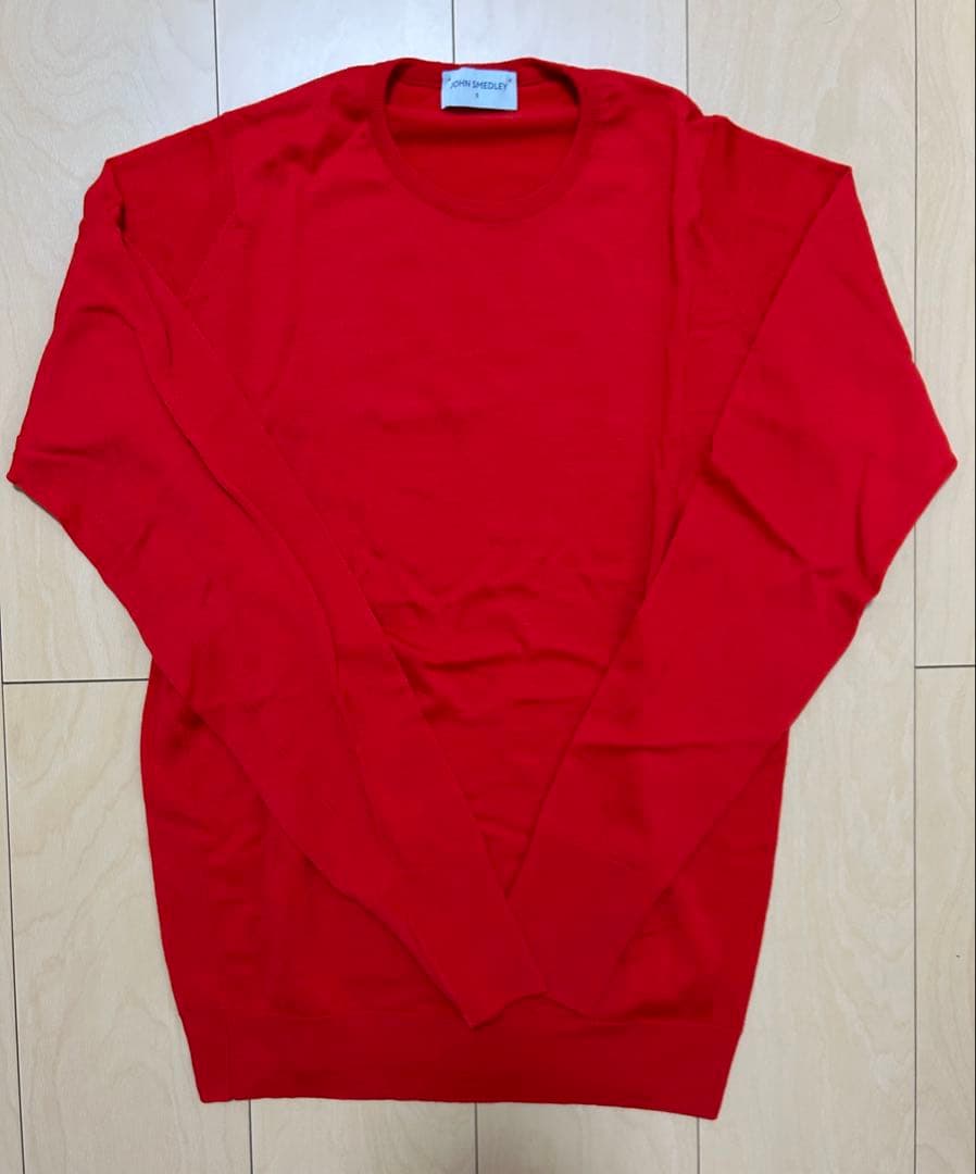 JOHN SMEDLEY レッド クルーネック セーター