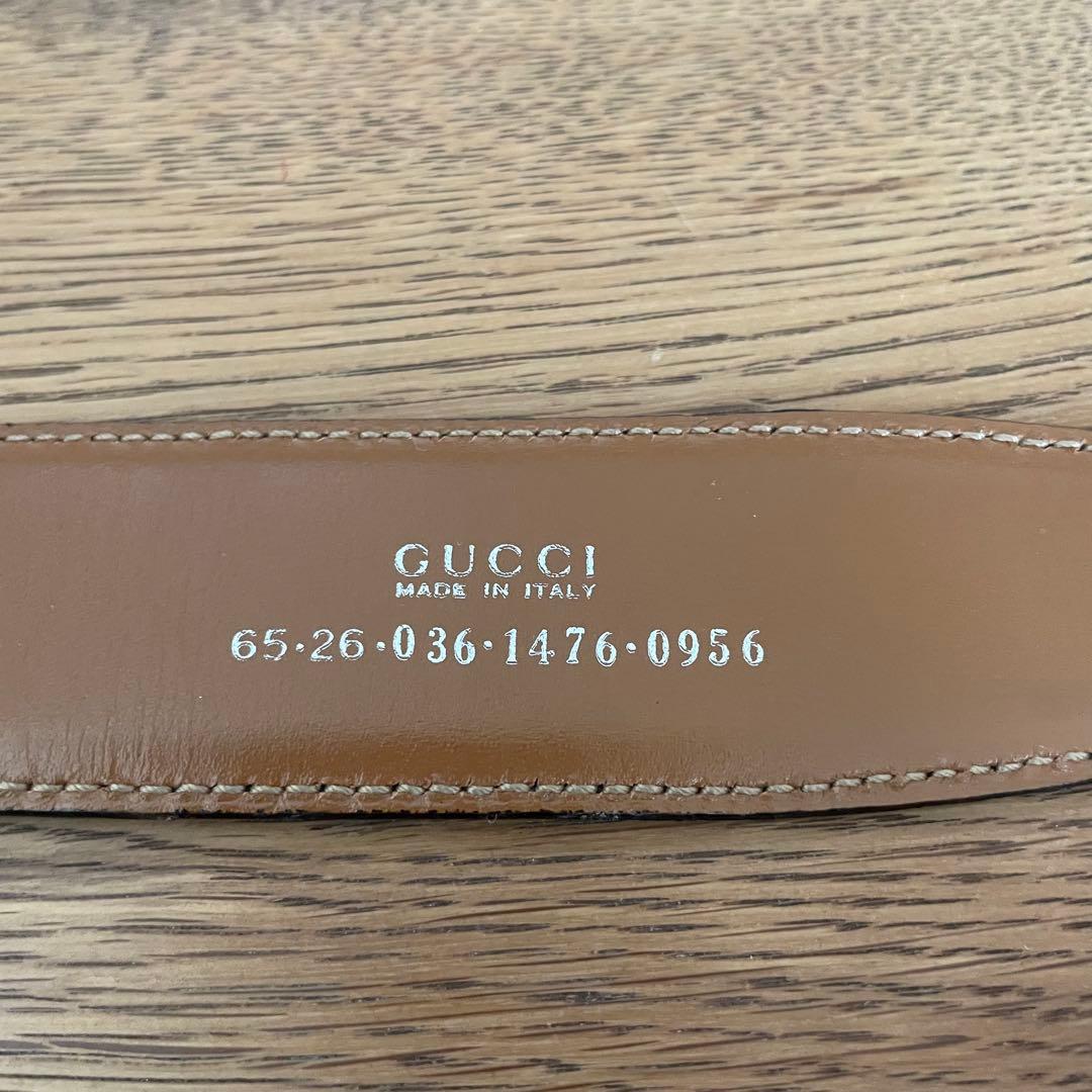 GUCCI レザー ベルト Gバックル シルバー金具