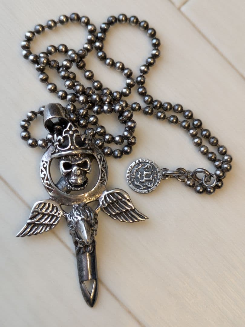 スカルと翼のシルバー925ネックレス