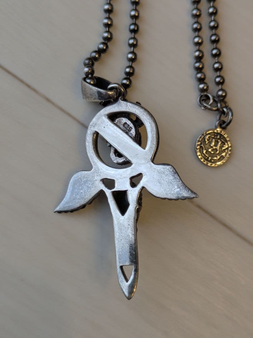 スカルと翼のシルバー925ネックレス