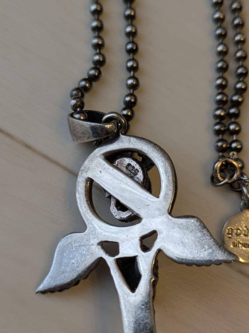 スカルと翼のシルバー925ネックレス