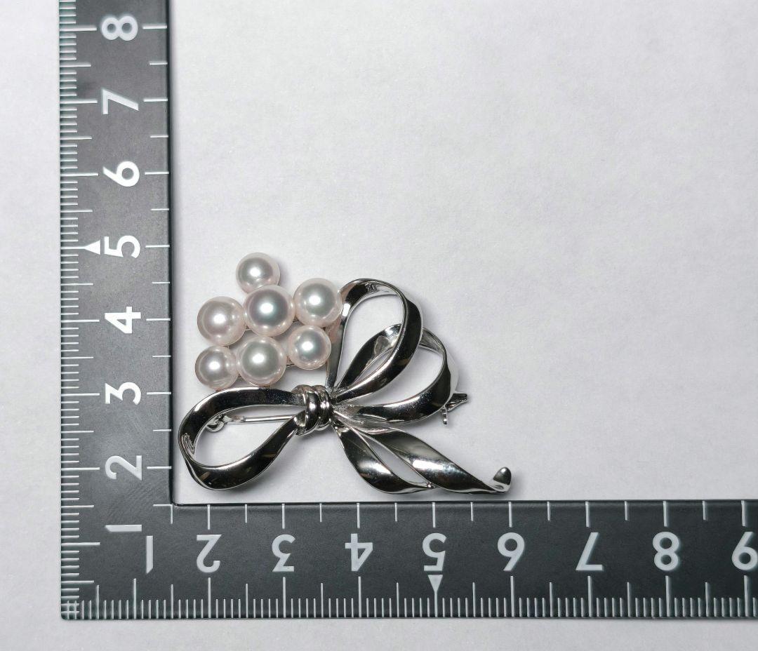 【美品 最高級】ミキモト ブローチ パール リボン 7珠 皇室御用達 正規品