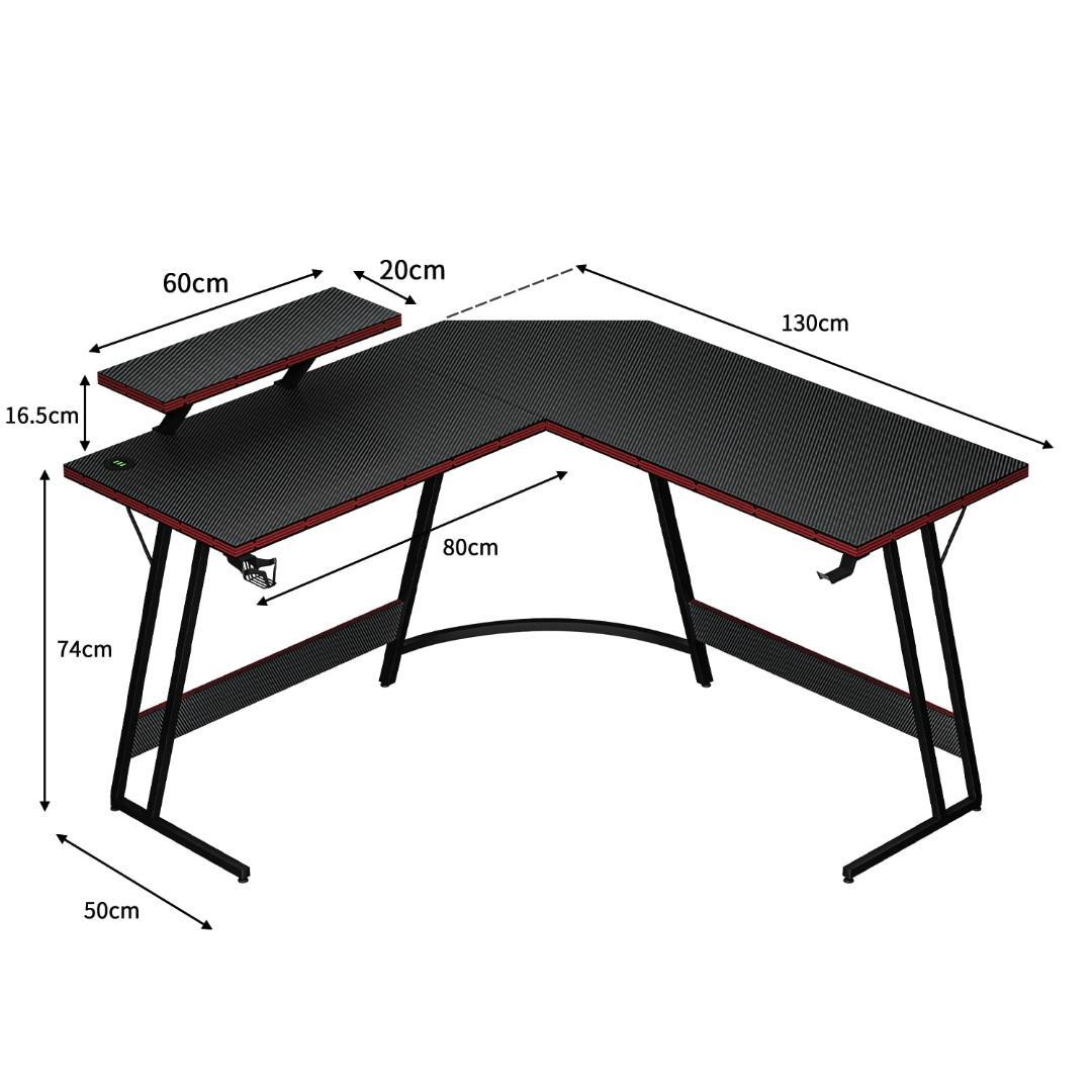 L字型コーナーデスク モニター台付き