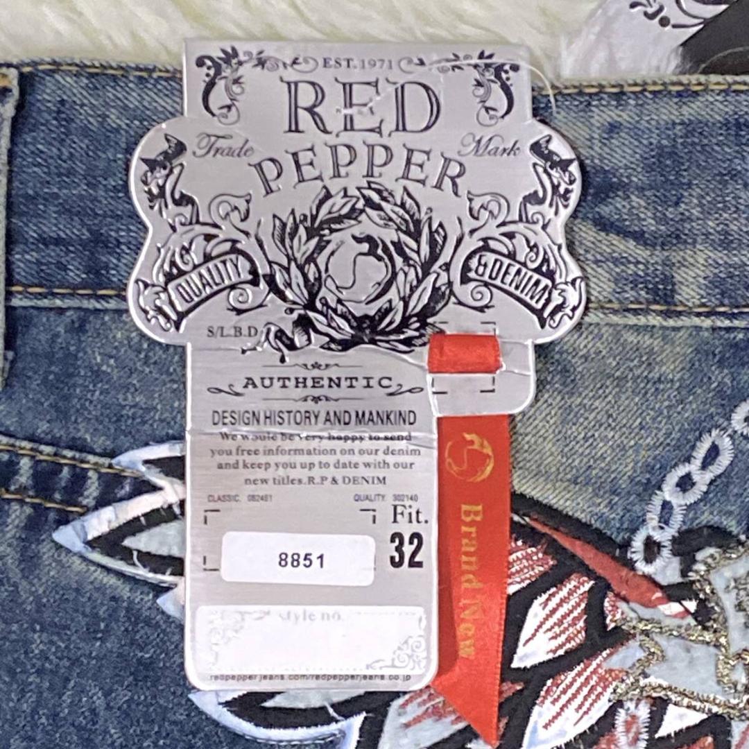 新品 Y2K RED PEPPER レッドペッパー デニムパンツ W32 刺繍
