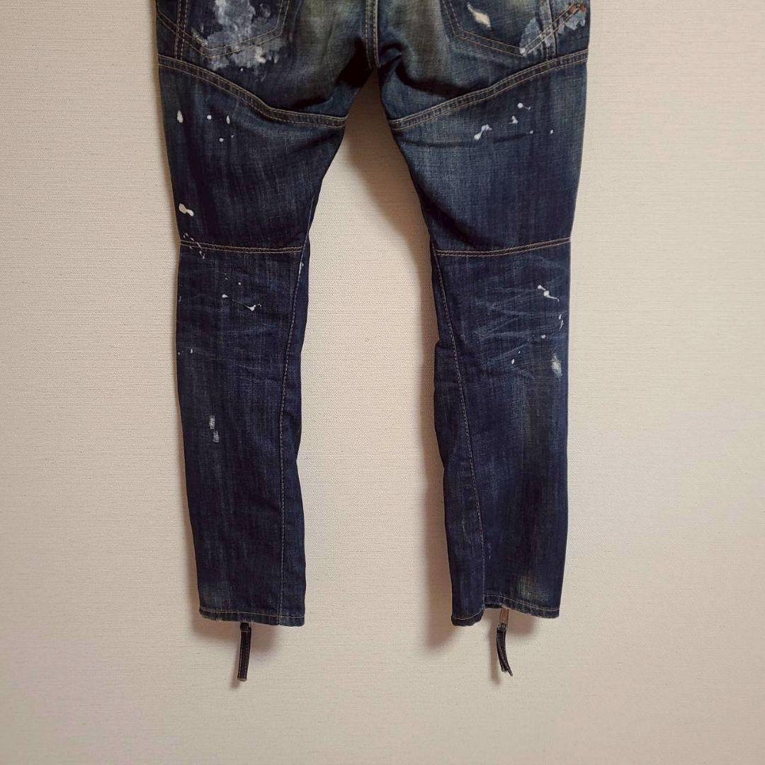 ディースクエアード デニム バイカーパンツ ペイント ダメージ加工 ジーンズ