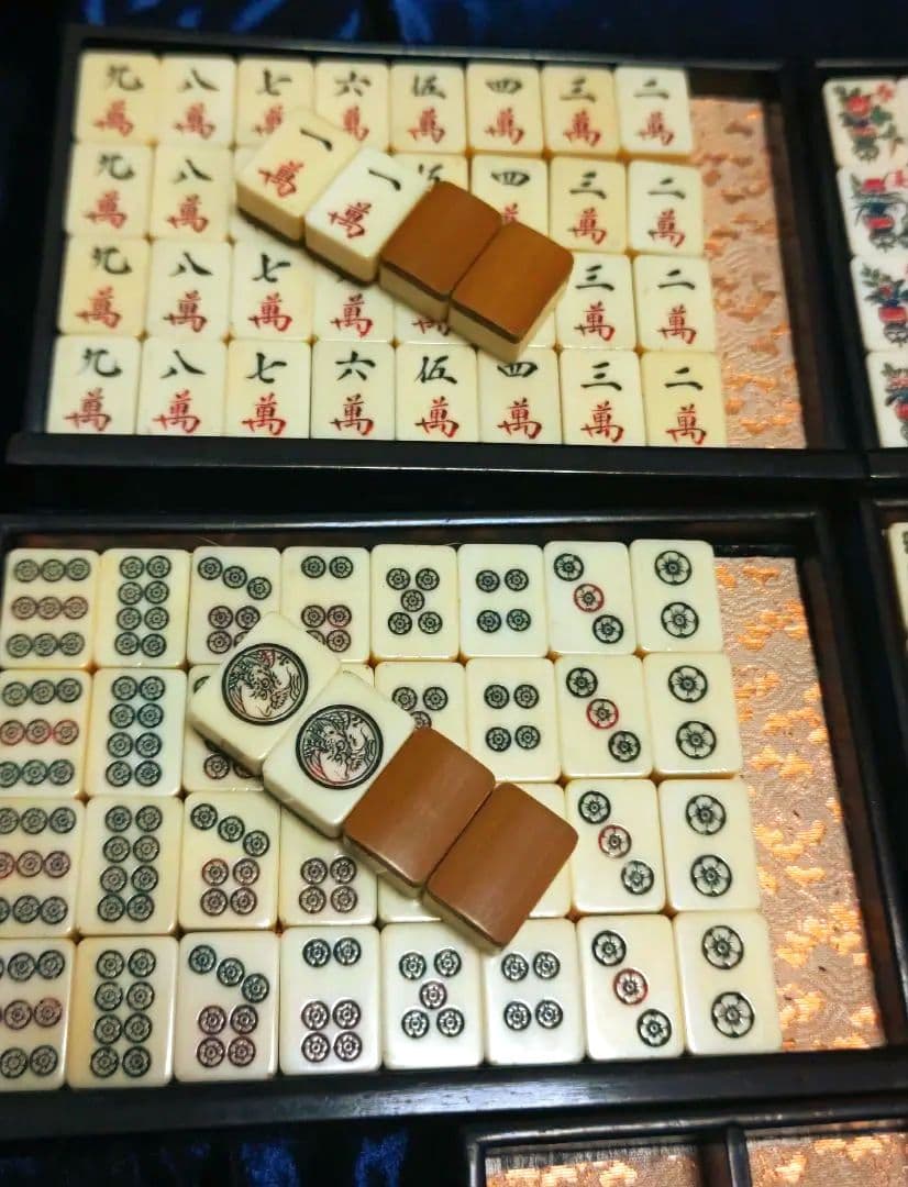 アンティーク 麻雀牌 木箱 レトロ 天然素材 竹牌