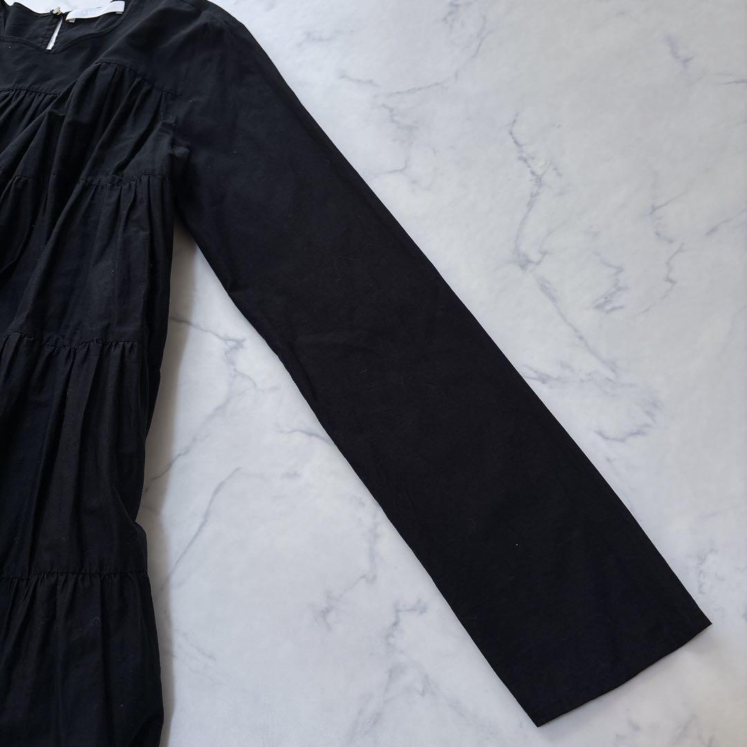 【美品】近年 マーレット ソリマン ティアード ワンピース ブラック コットン