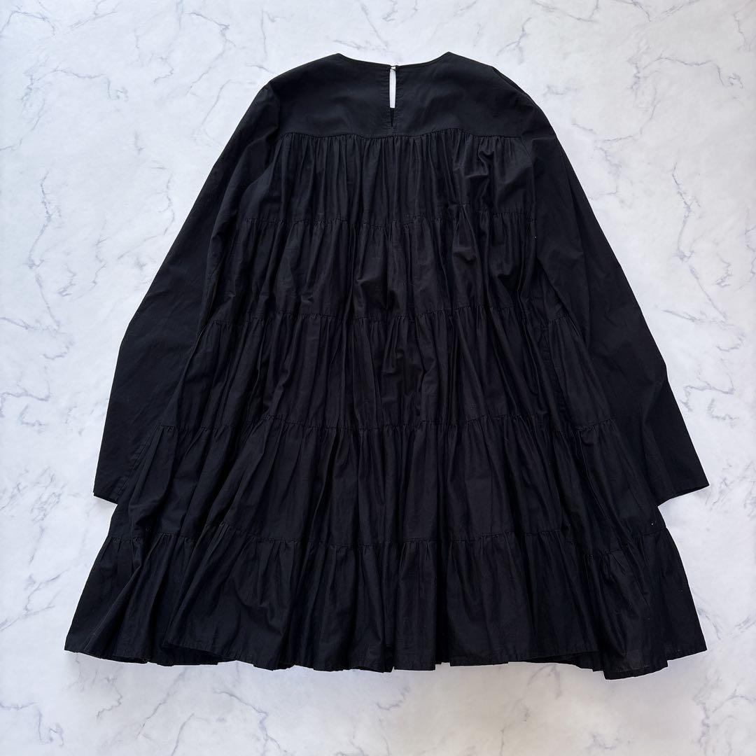 【美品】近年 マーレット ソリマン ティアード ワンピース ブラック コットン