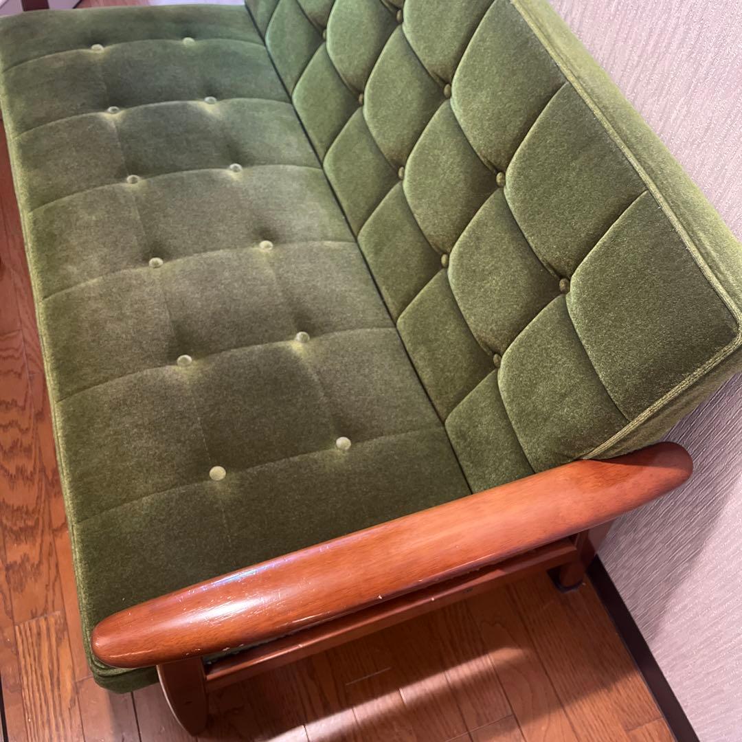 カリモク60 グリーン　ミッドセンチュリー 2人掛けソファ
