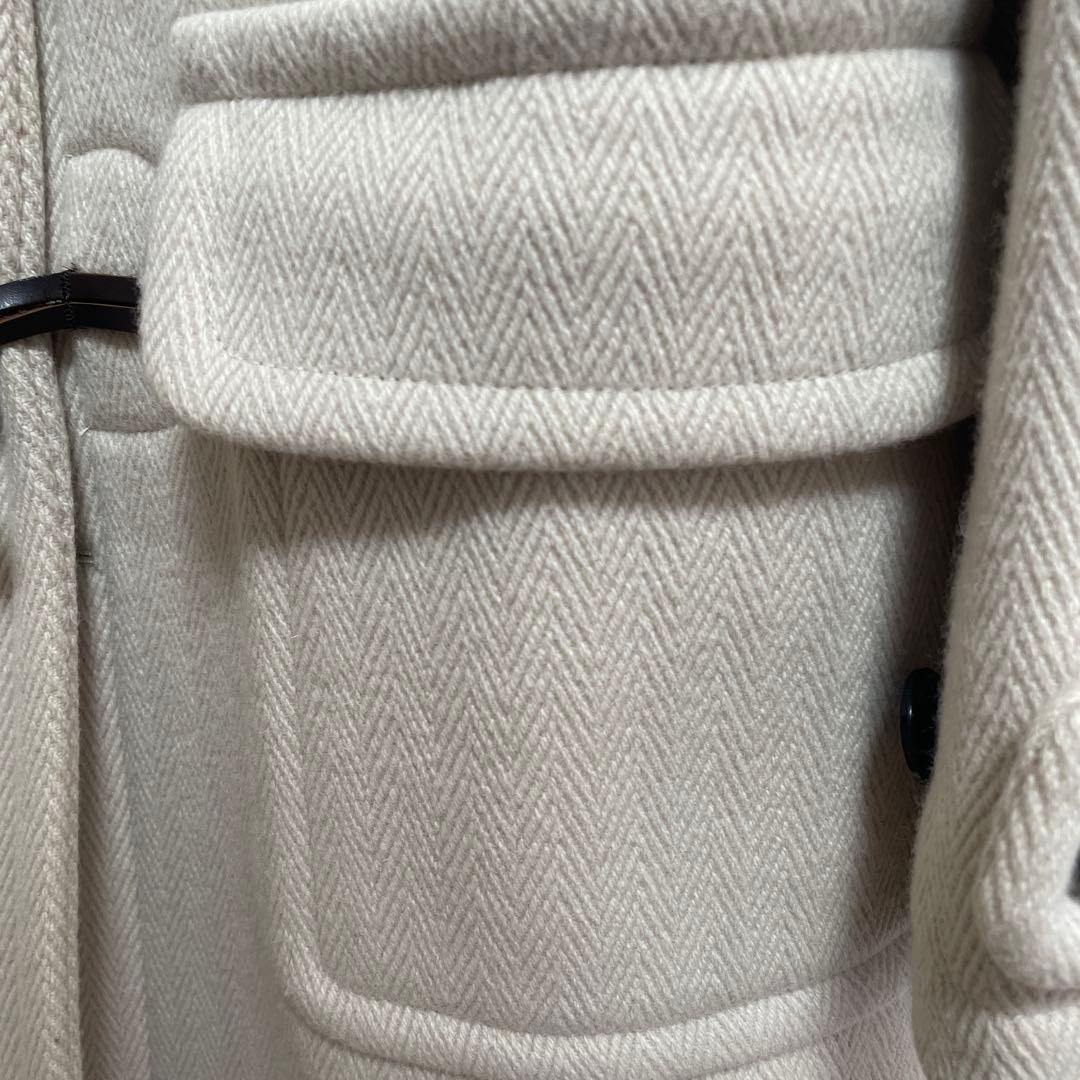 イネド　超美品　ウールダッフルコート　ヘリンボーン織　エクリュ