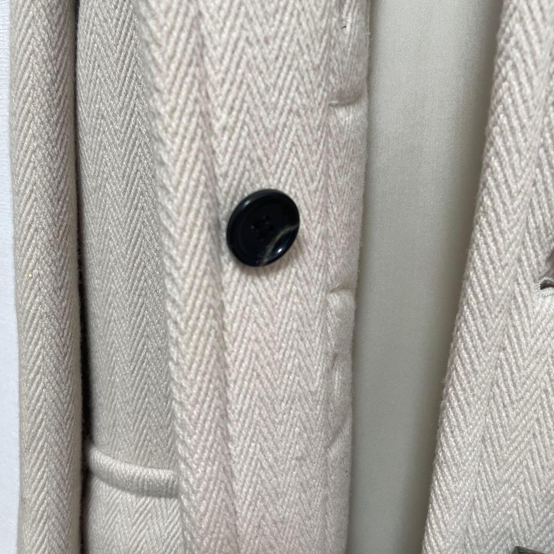 イネド　超美品　ウールダッフルコート　ヘリンボーン織　エクリュ