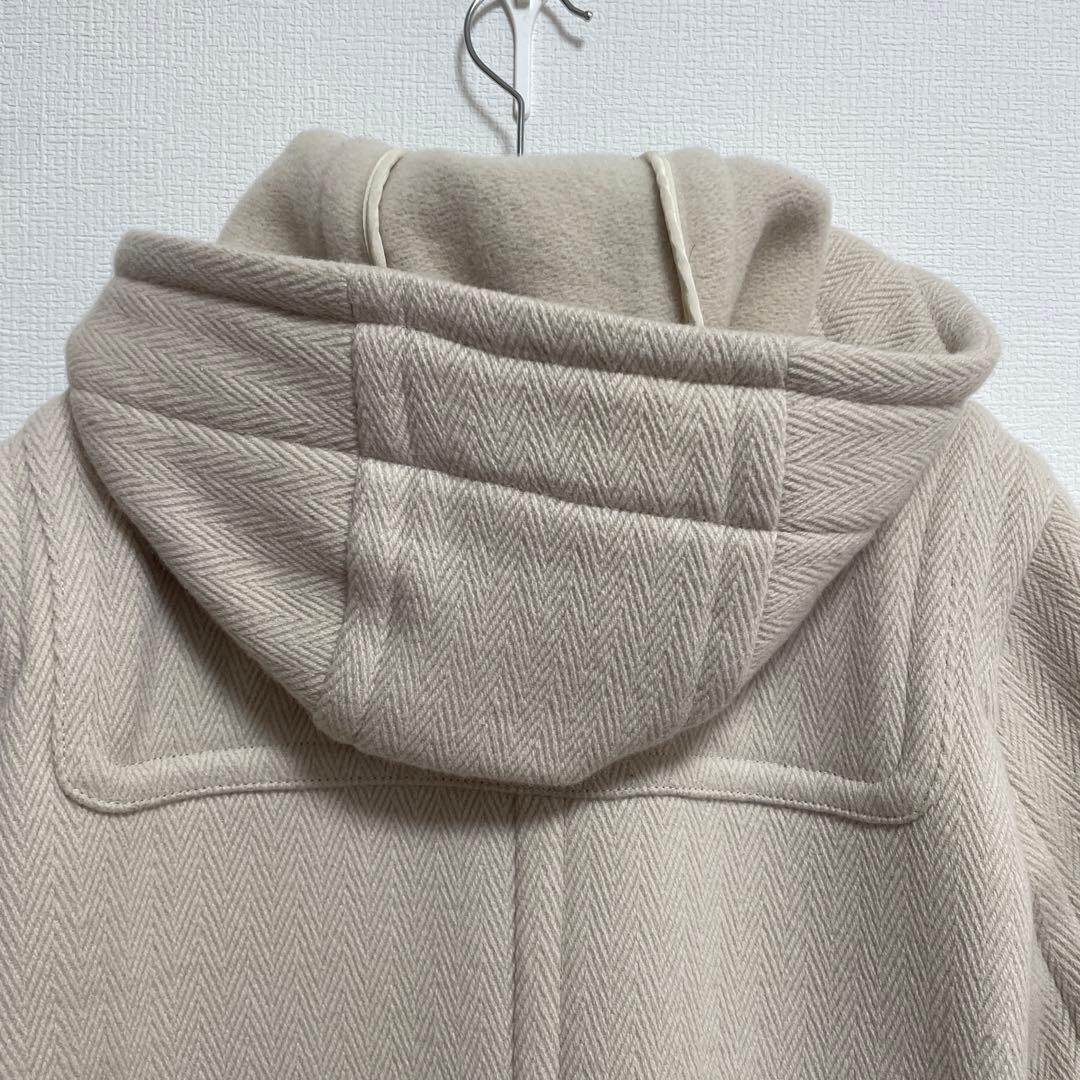 イネド　超美品　ウールダッフルコート　ヘリンボーン織　エクリュ