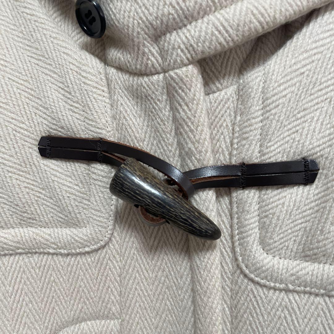 イネド　超美品　ウールダッフルコート　ヘリンボーン織　エクリュ