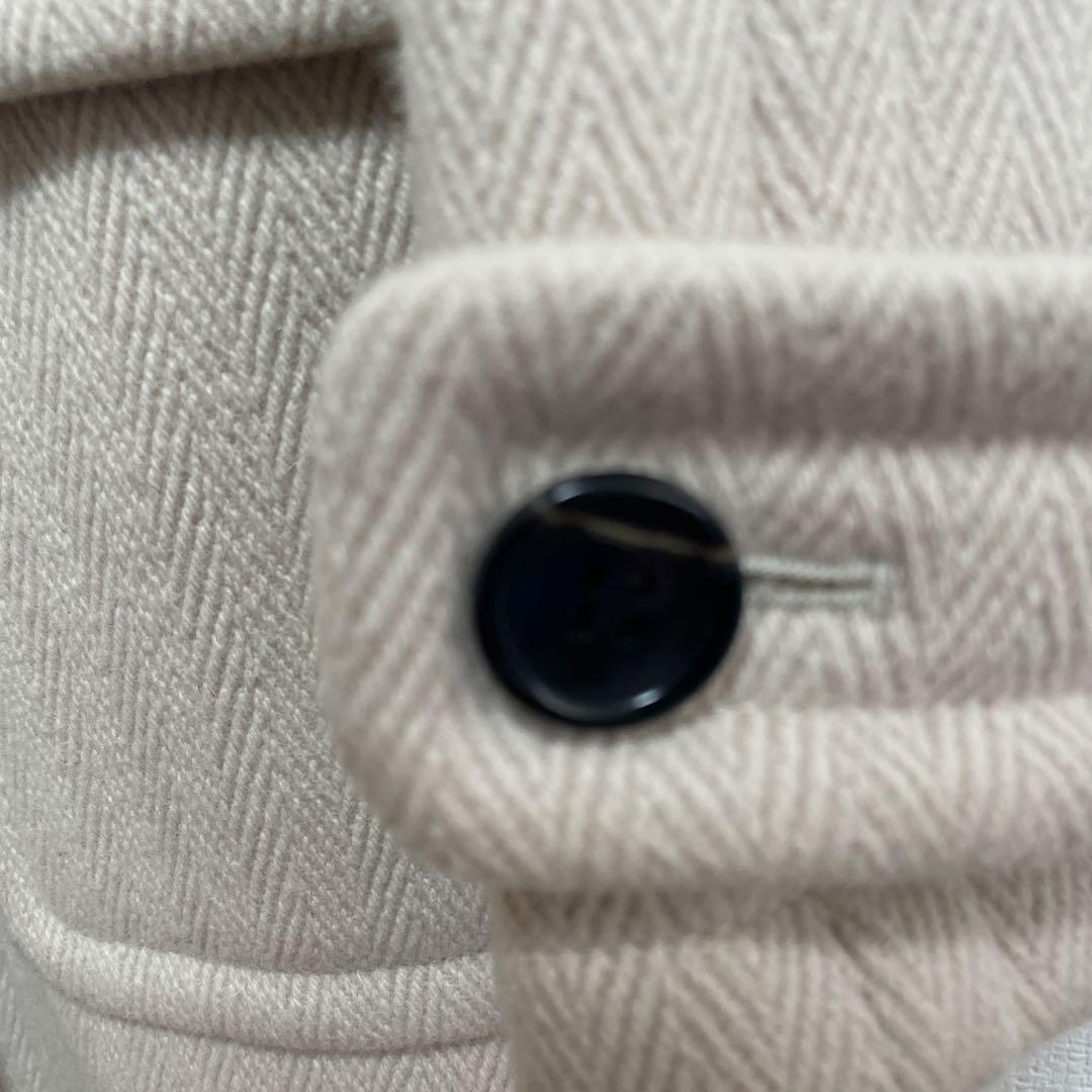 イネド　超美品　ウールダッフルコート　ヘリンボーン織　エクリュ