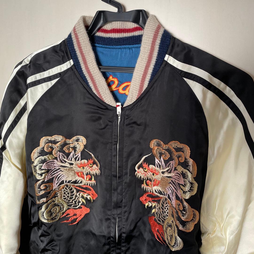 スカジャン　ドラゴン＆富士　日本地図　サイズ特大