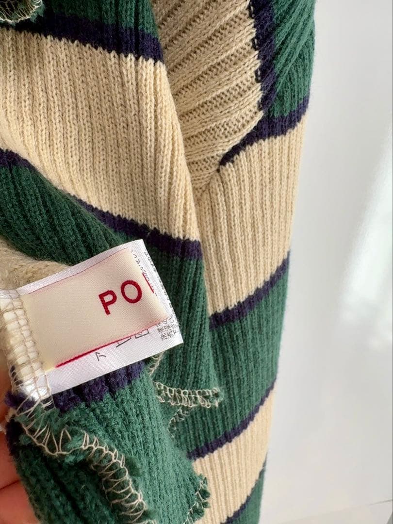 も*も様 POPPY ボーダーニットカーディガン グリーン あさぎーにょ