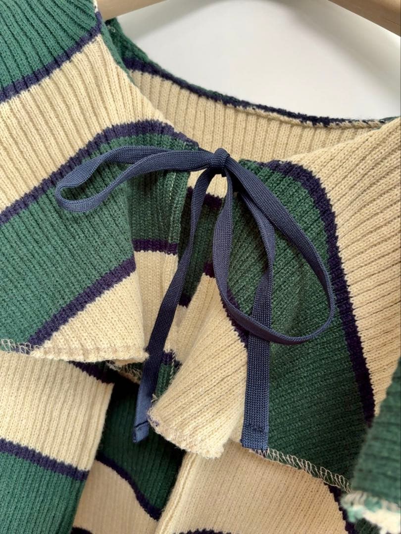 も*も様 POPPY ボーダーニットカーディガン グリーン あさぎーにょ