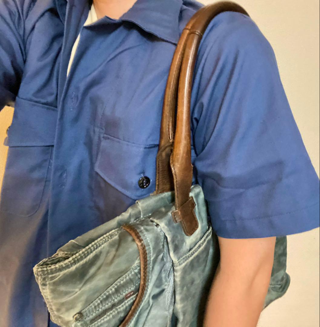 diesel ディーゼル　トートバッグ ナイロン　レザー　ジップ