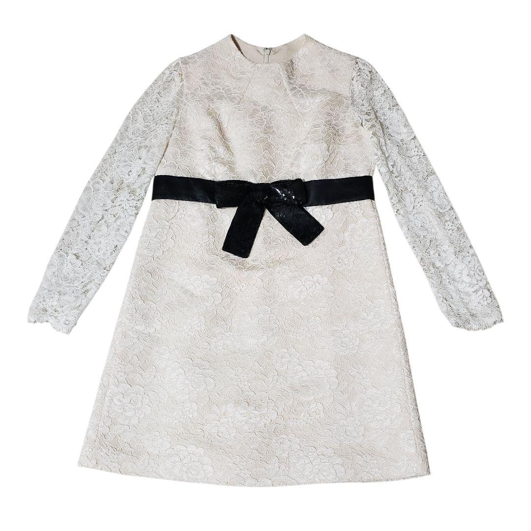 サンローラン SaintLaurent　レーストリム　サテン　ドレス　ワンピース