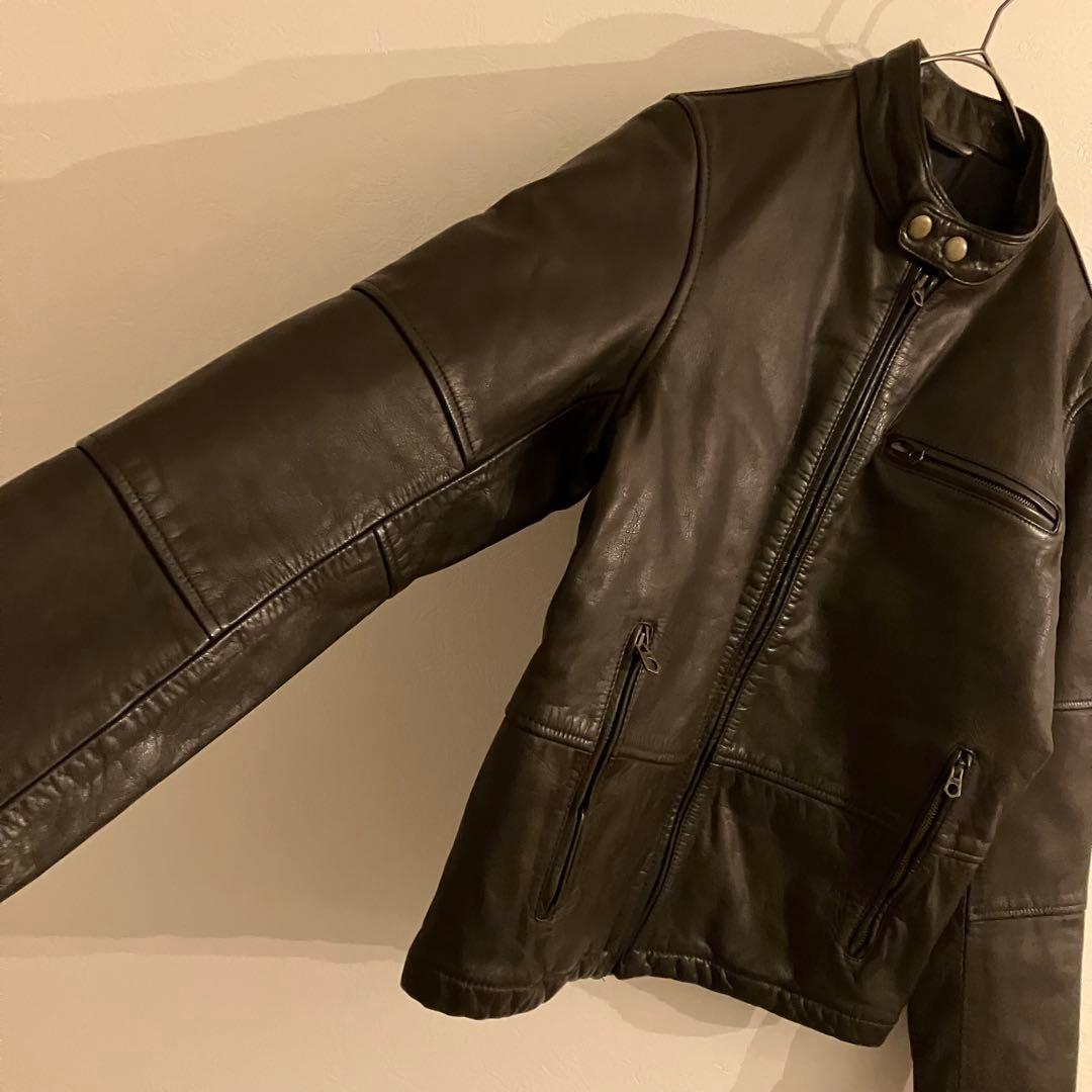 GAP　ギャップ　レザージャケット　本革　牛革　ブラウン　シングルライダース