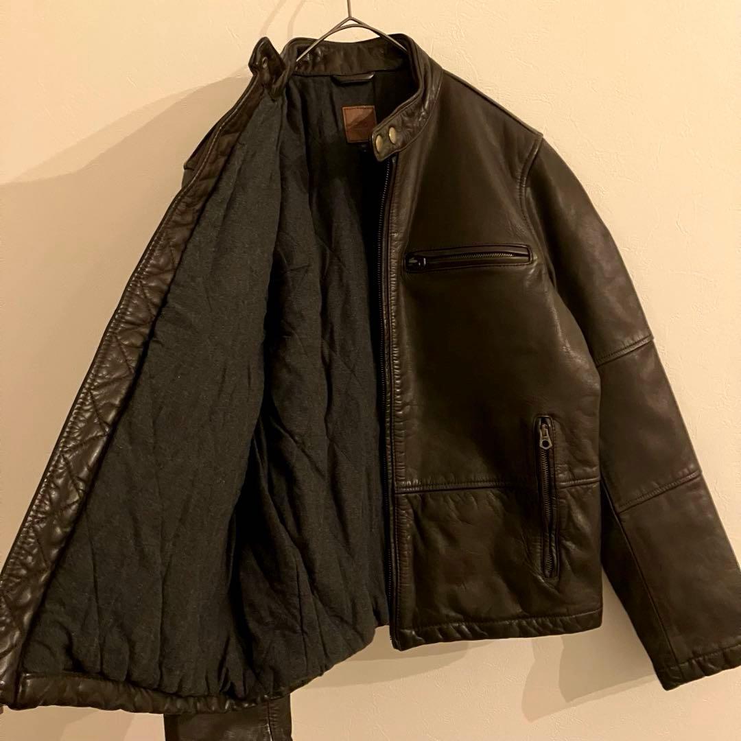 GAP　ギャップ　レザージャケット　本革　牛革　ブラウン　シングルライダース
