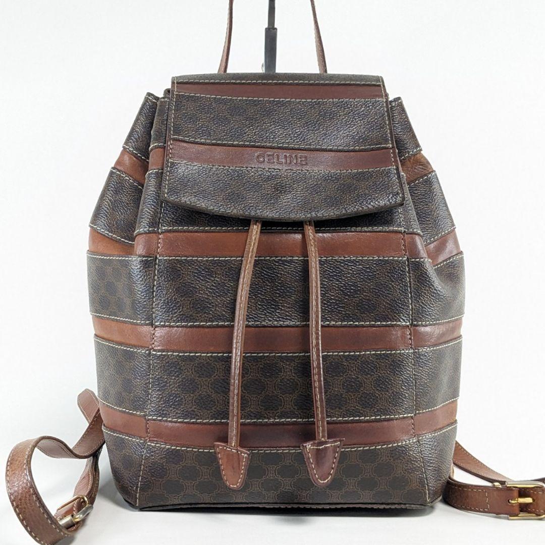 美品　セリーヌ　バックパック　リュック　マカダム　トリオンフ　ライン　PVC