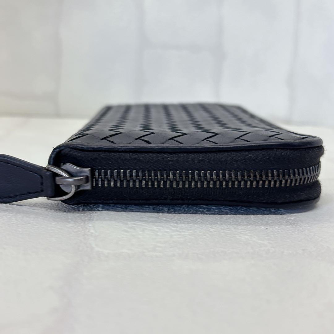 美品✨ボッテガヴェネタ イントレチャート 編み込み レザー 長財布 羊革 黒