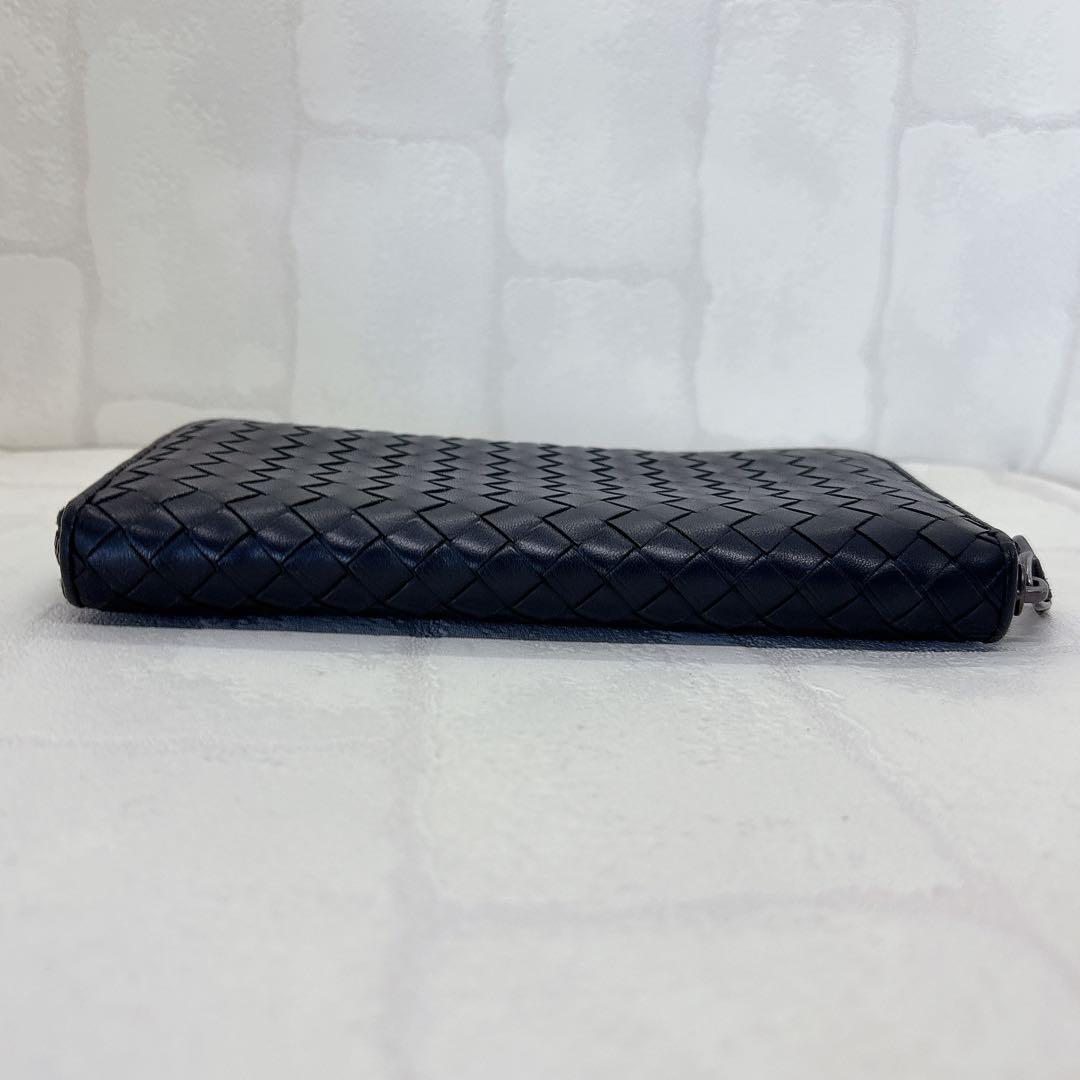 美品✨ボッテガヴェネタ イントレチャート 編み込み レザー 長財布 羊革 黒