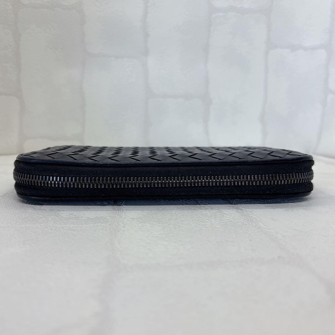 美品✨ボッテガヴェネタ イントレチャート 編み込み レザー 長財布 羊革 黒