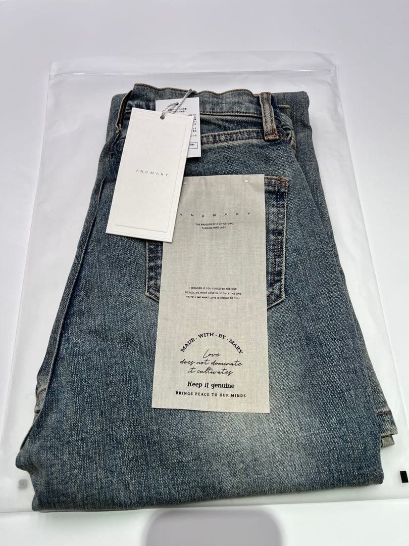 パンツ Mary logo flare denim M blue beige