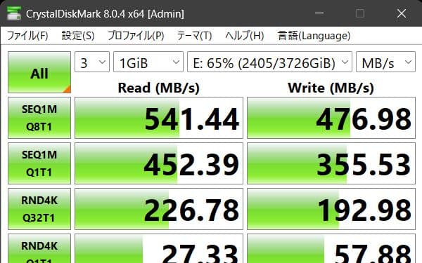 LEVEN SSD 4TB JS600 中古