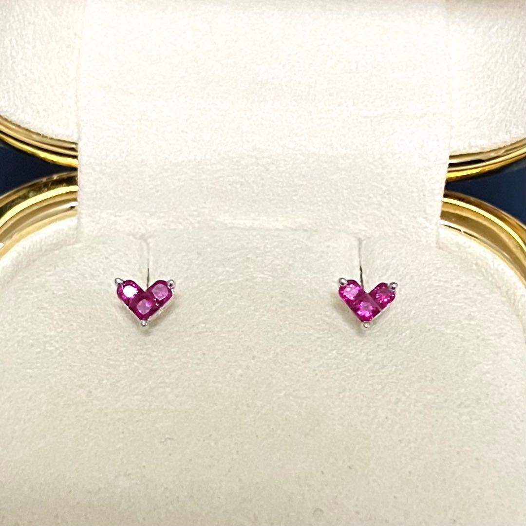 【ピニャコ様】K18 WG ミステリアスハート ルビー 0.36ct ピアス