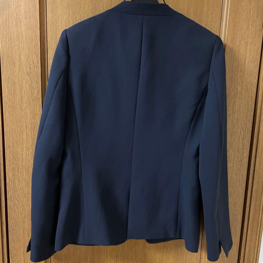 PLSTプラステネイビー パンツスーツ セットアップ　ボウタイブラウス３点セット