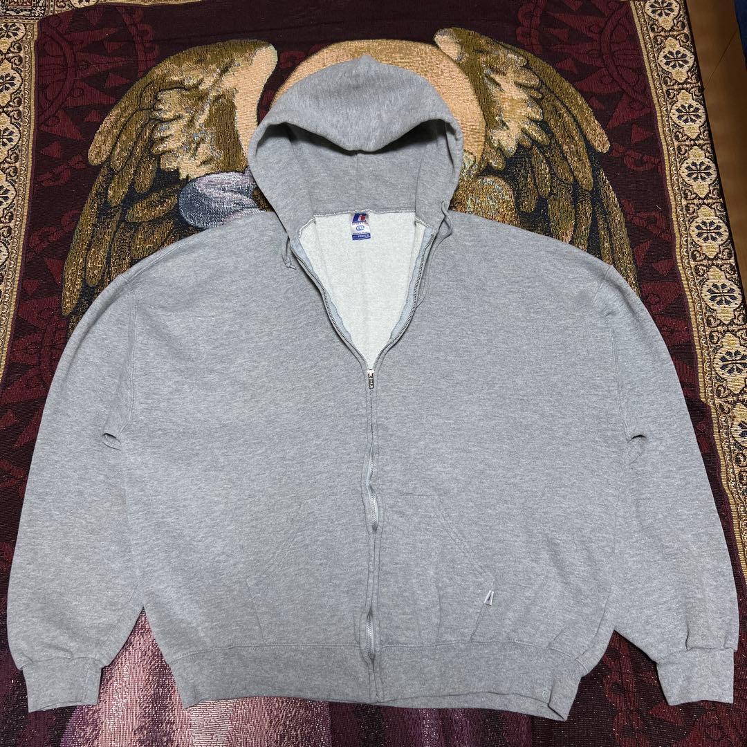 【即購入可】00sラッセルアスレチック無地グレージップパーカーヘビーウェイト