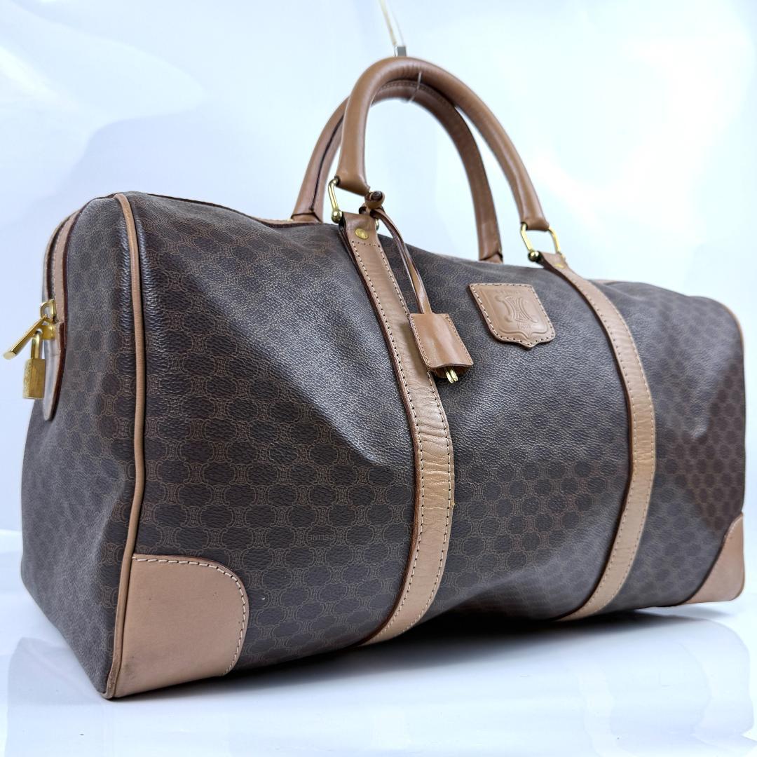 美品 セリーヌ ボストンバッグ マカダム モノグラム 嘉手納 鍵 大容量 旅行