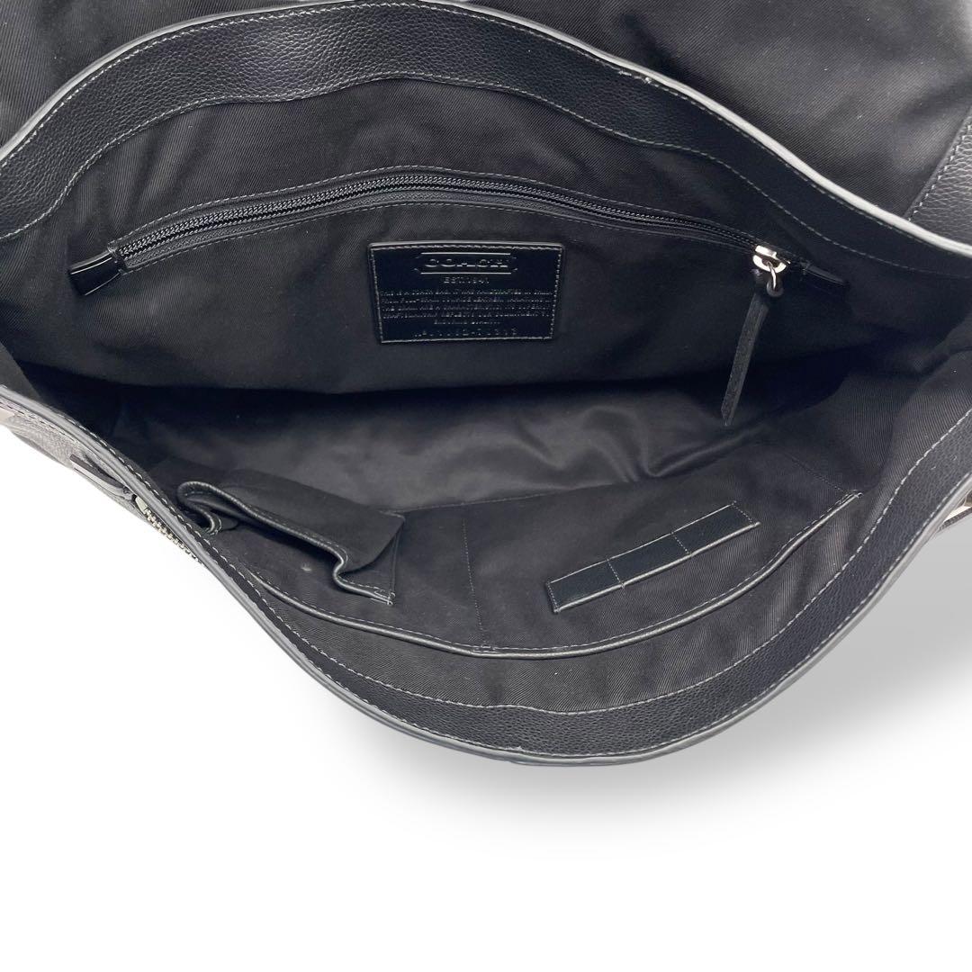 良品 COACH メッセンジャーバッグ レザー ブラック トンプソン 70313