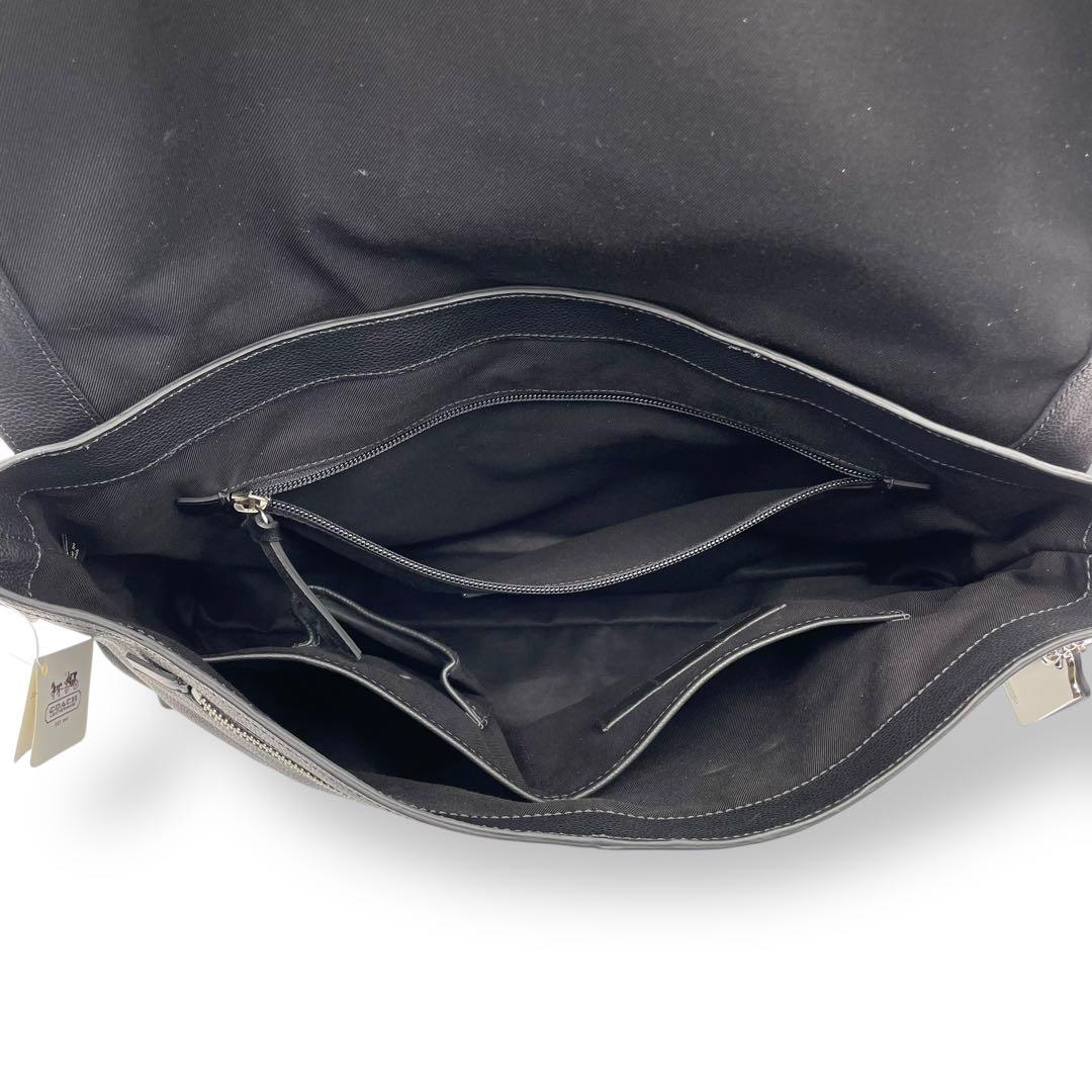 良品 COACH メッセンジャーバッグ レザー ブラック トンプソン 70313
