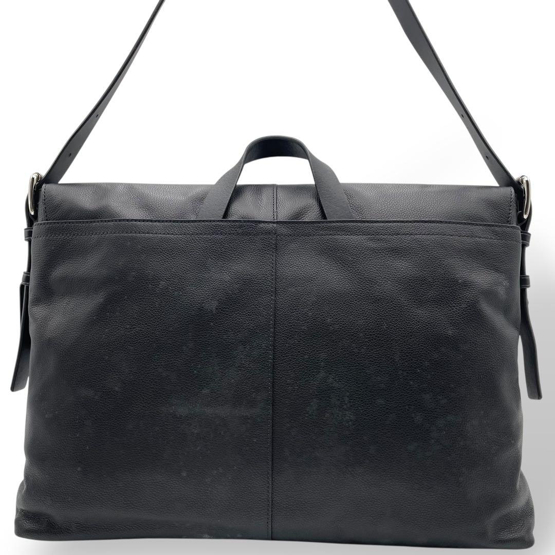 良品 COACH メッセンジャーバッグ レザー ブラック トンプソン 70313