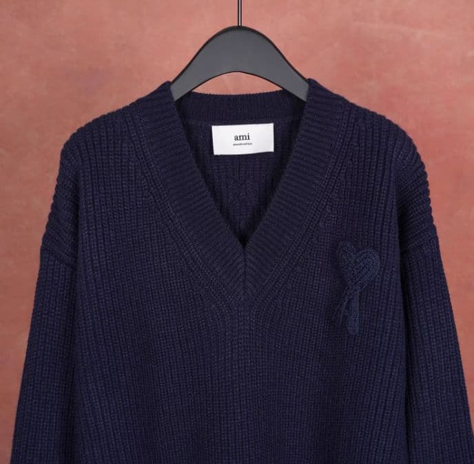 AMI PARIS セーター Vネックニット ネイビー M