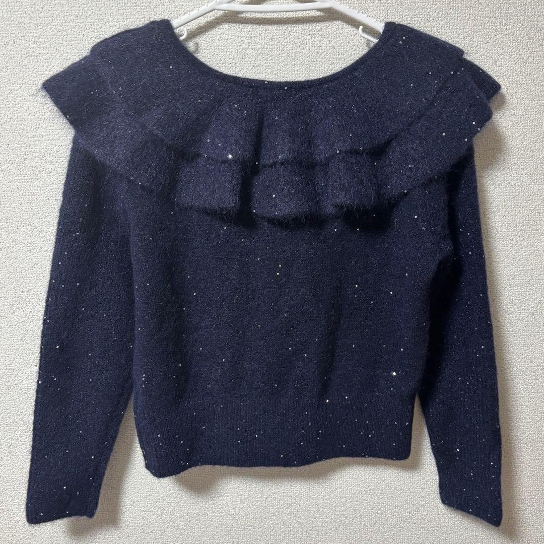 TOCCA ROMANTIC FLUTTER ニットプルオーバー ネイビー