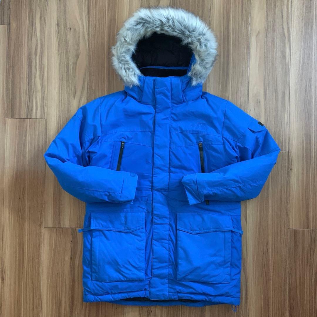 Lノースフェイスハイベントブルー青クラウスダウンジャケットパーカーファー付