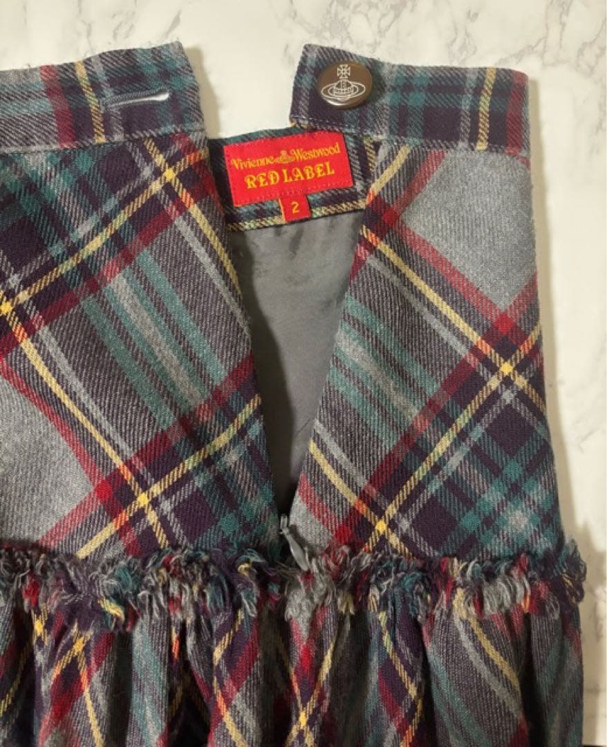 【ヴィヴィアンウエストウッド レッドレーベル】アシンメトリースカート★チェック柄