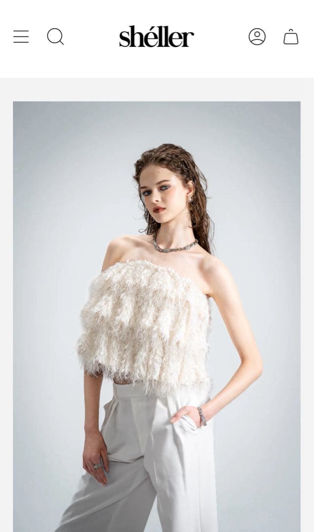 sheller シェリエ　back zip fringe bare top